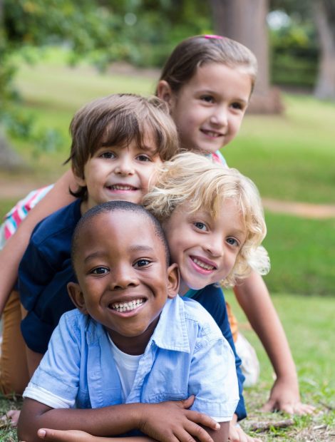 Happy child in the park together on sunny day